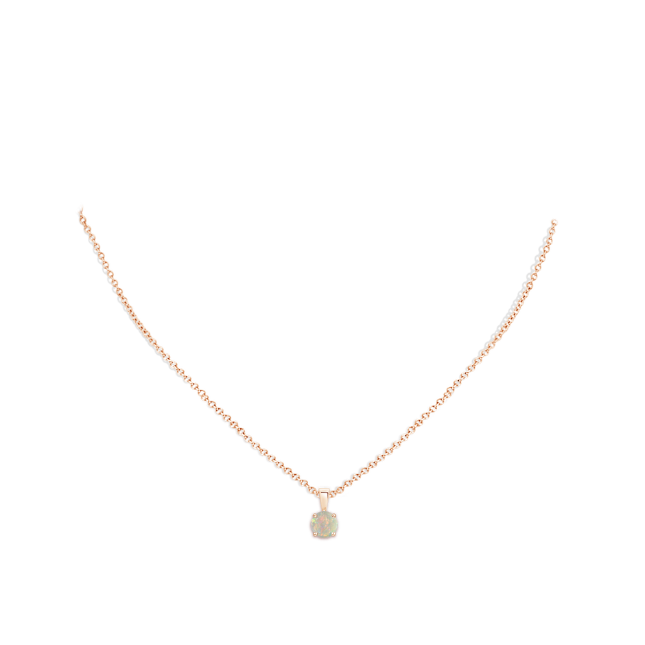 6mm AAAA Classic Prong-Set Round Opal Solitaire Pendant in Rose Gold pen