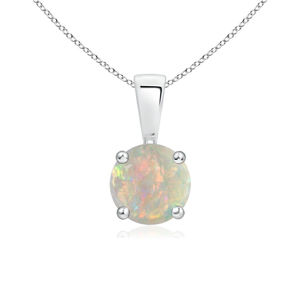 6mm AAAA Classic Prong-Set Round Opal Solitaire Pendant in S999 Silver