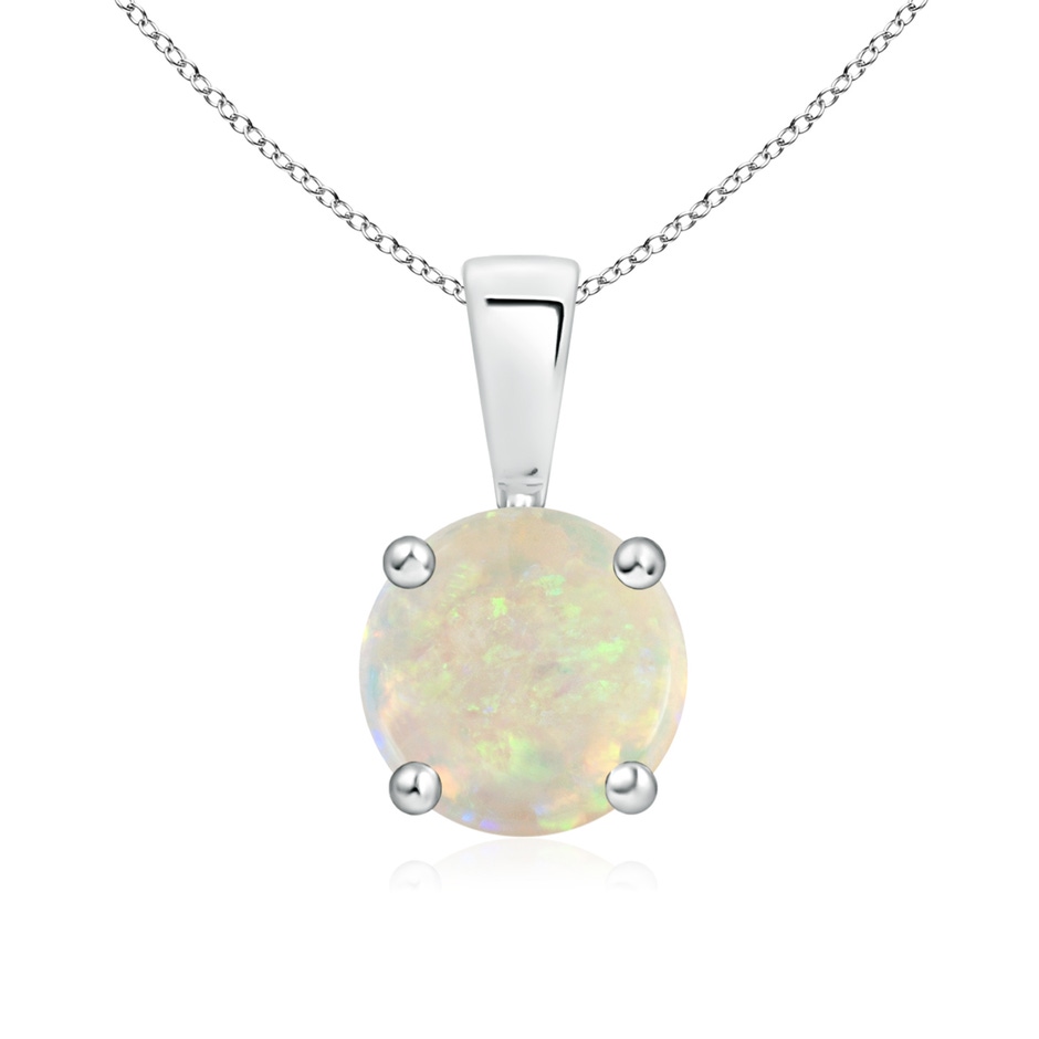 7mm AAA Classic Prong-Set Round Opal Solitaire Pendant in S999 Silver 