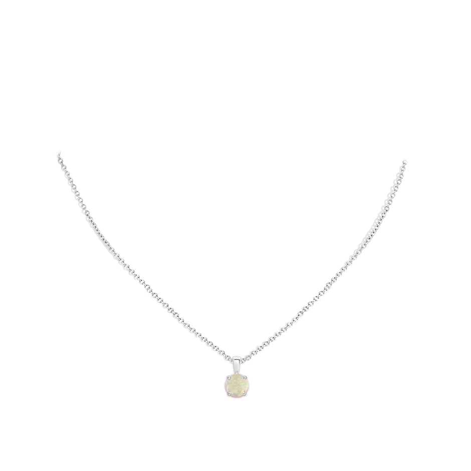 7mm AAA Classic Prong-Set Round Opal Solitaire Pendant in S999 Silver pen