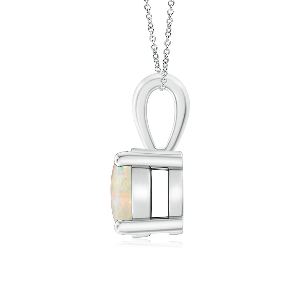 7mm AAAA Classic Prong-Set Round Opal Solitaire Pendant in P950 Platinum side 199