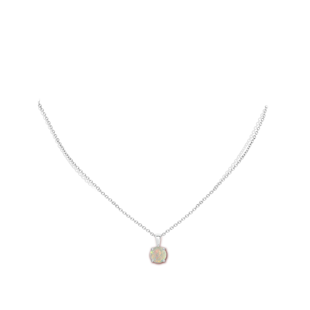 7mm AAAA Classic Round Opal Solitaire Pendant in P950 Platinum Body-Neck