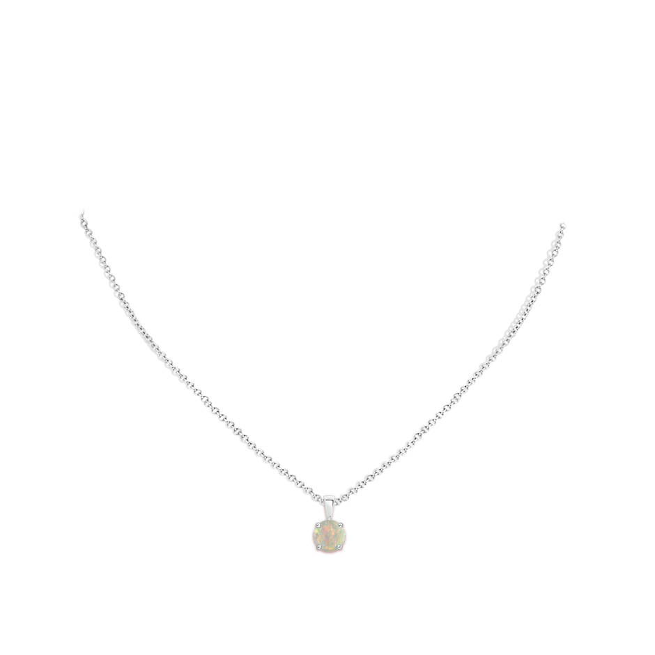 7mm AAAA Classic Prong-Set Round Opal Solitaire Pendant in P950 Platinum pen