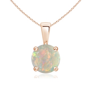 7mm AAAA Classic Round Opal Solitaire Pendant in Rose Gold