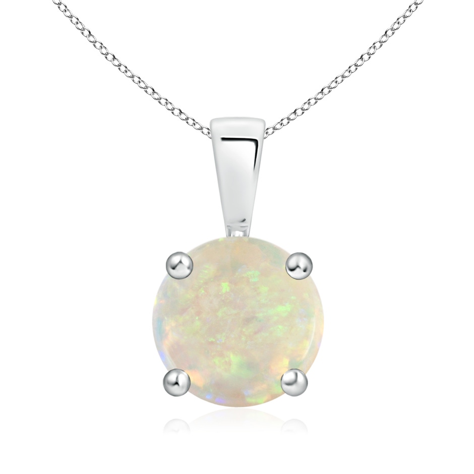 8mm AAA Classic Prong-Set Round Opal Solitaire Pendant in S999 Silver 