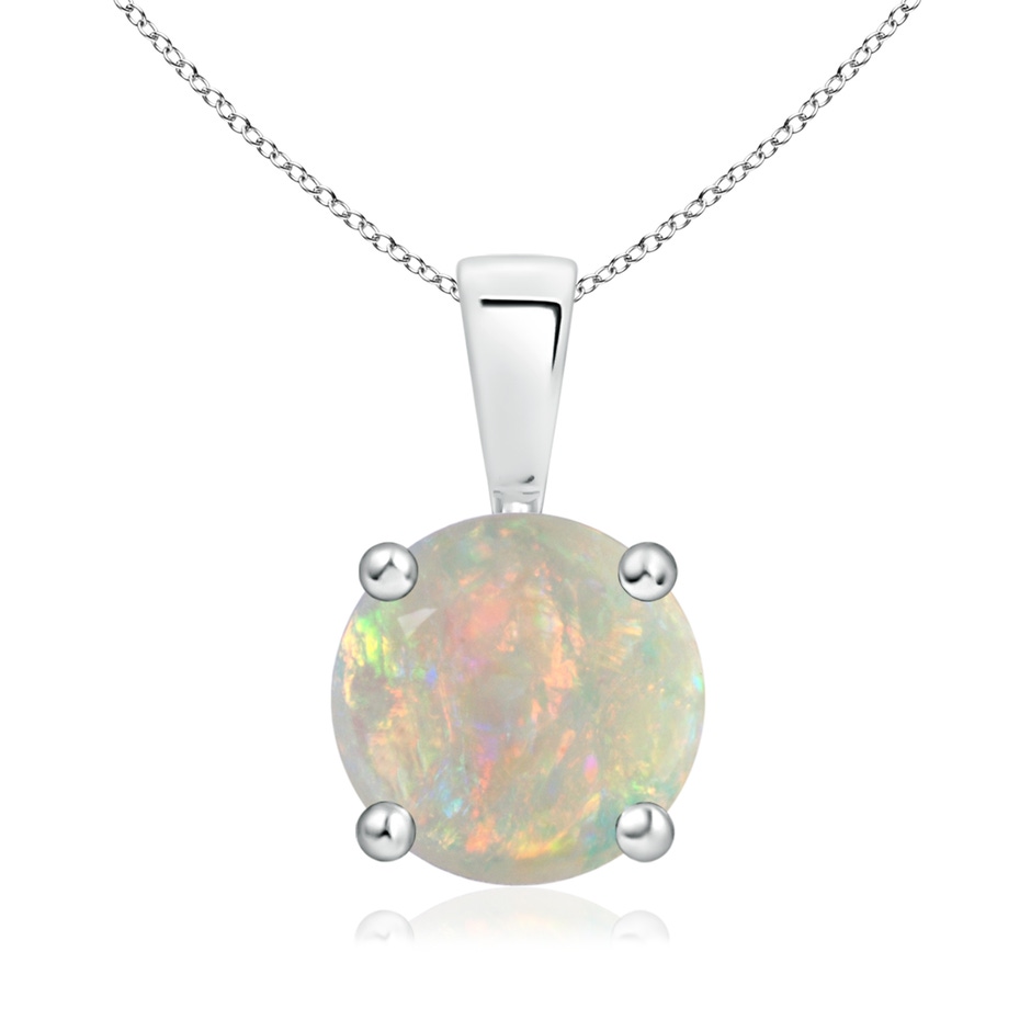 8mm AAAA Classic Round Opal Solitaire Pendant in 9K White Gold 