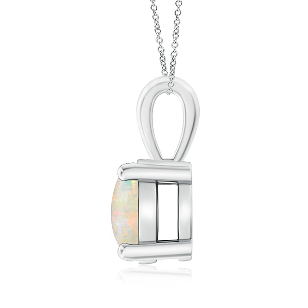 8mm AAAA Classic Round Opal Solitaire Pendant in 9K White Gold Side 1