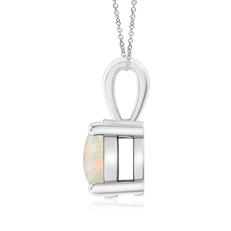 8mm AAAA Classic Round Opal Solitaire Pendant in 9K White Gold side 1