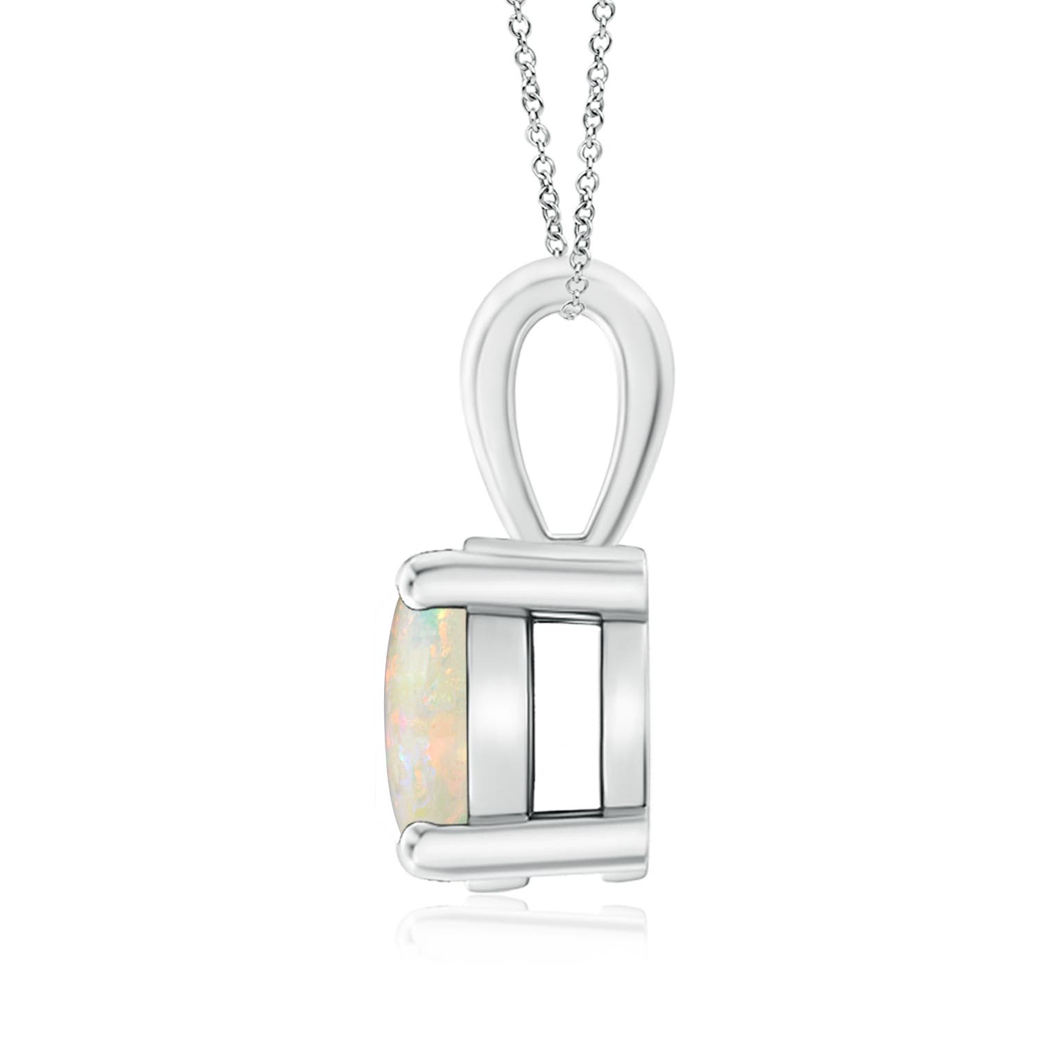 8mm AAAA Classic Prong-Set Round Opal Solitaire Pendant in P950 Platinum