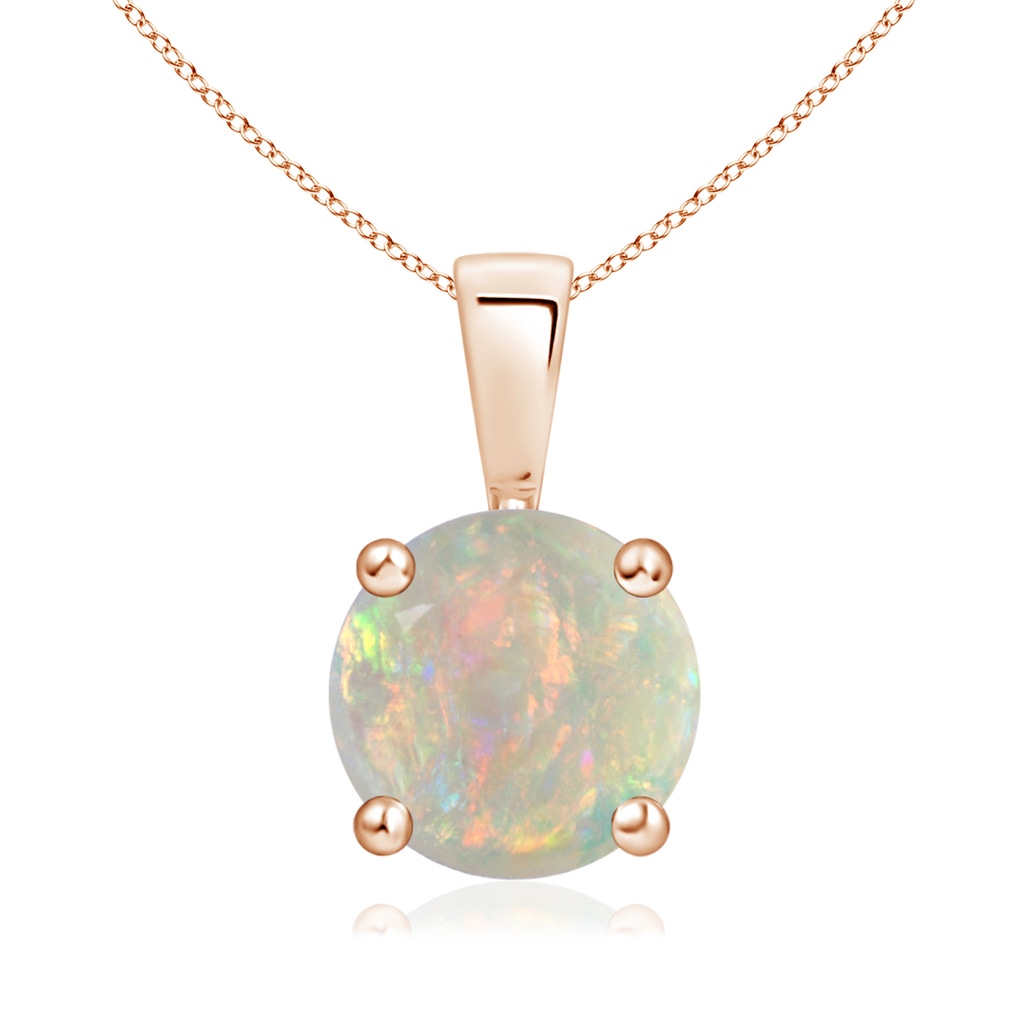 8mm AAAA Classic Round Opal Solitaire Pendant in Rose Gold