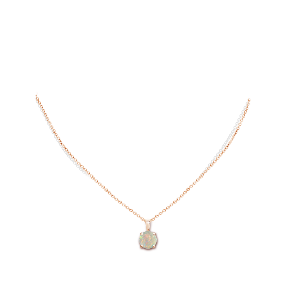 8mm AAAA Classic Round Opal Solitaire Pendant in Rose Gold body-neck