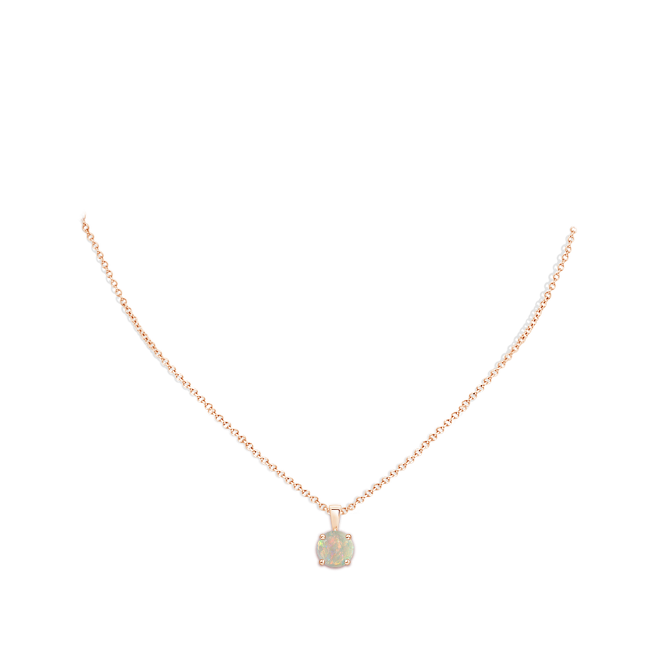 8mm AAAA Classic Prong-Set Round Opal Solitaire Pendant in Rose Gold pen