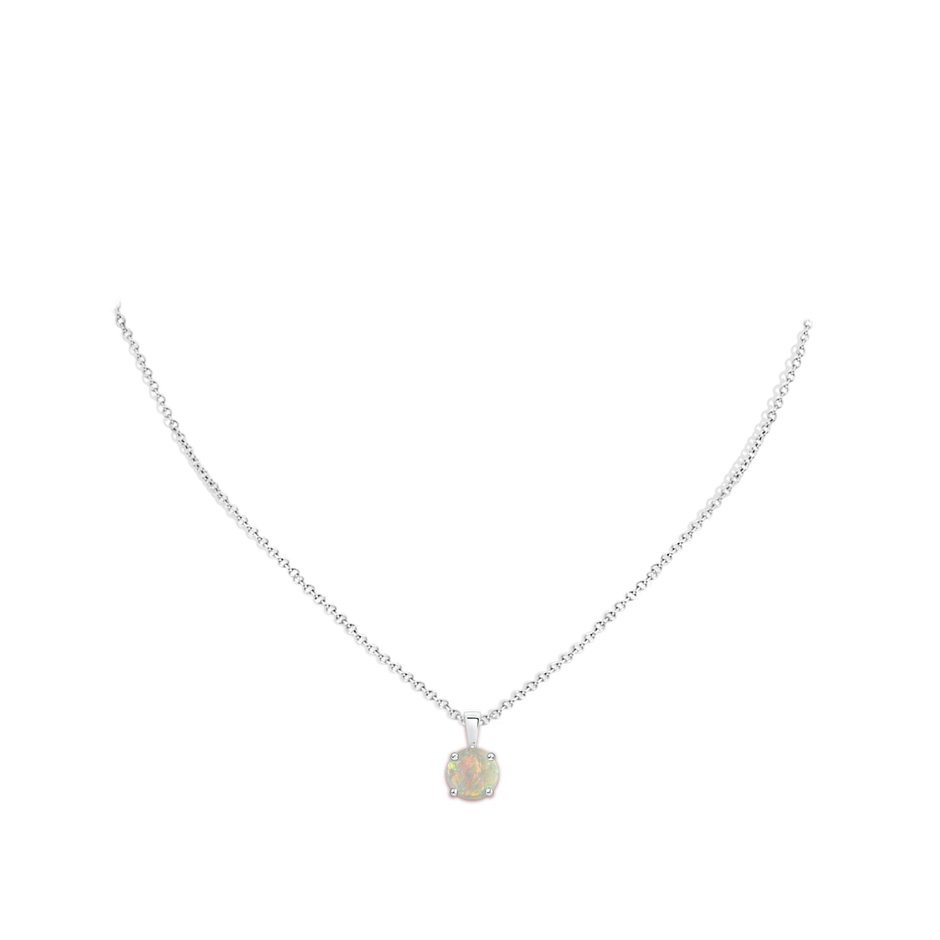 8mm AAAA Classic Prong-Set Round Opal Solitaire Pendant in White Gold pen