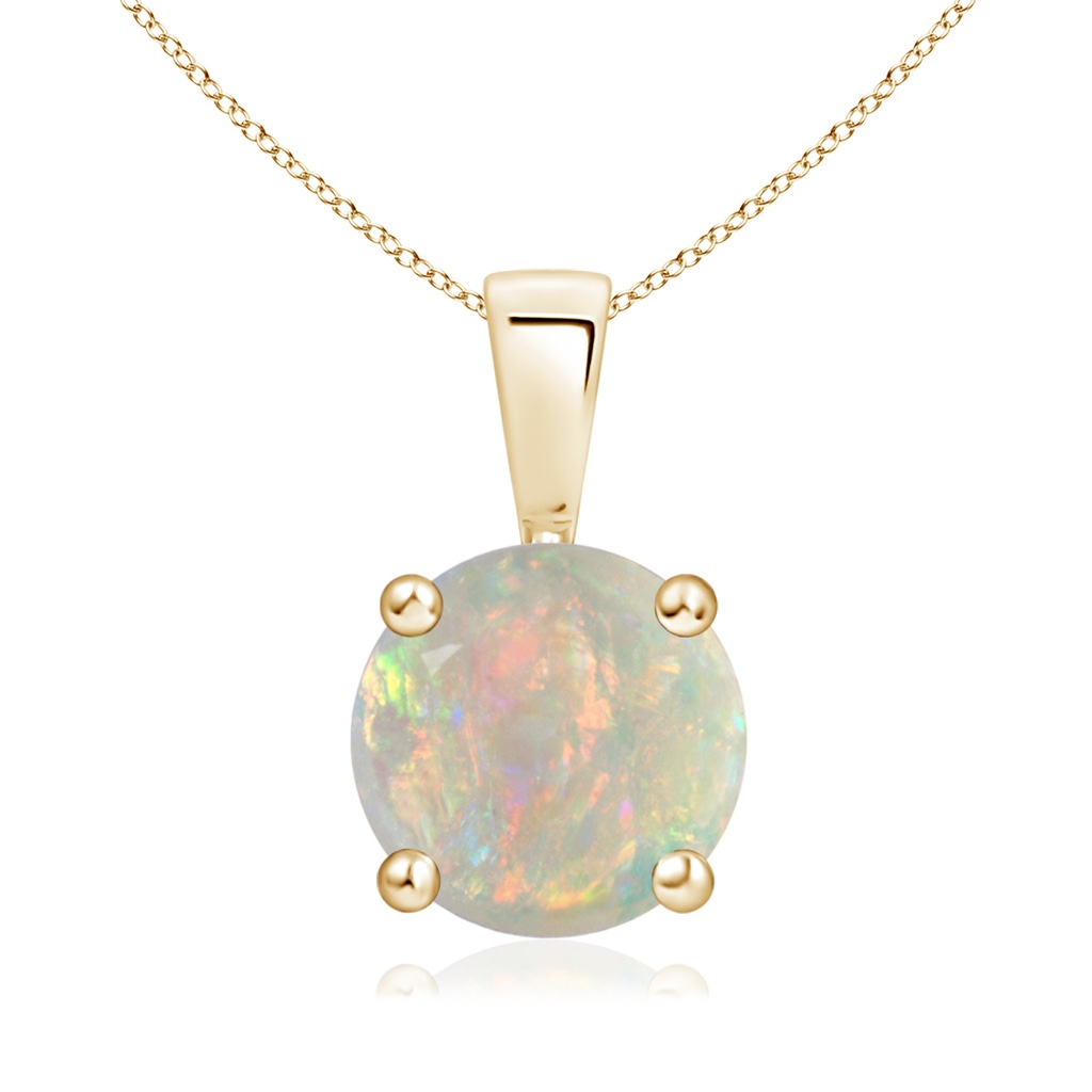8mm AAAA Classic Round Opal Solitaire Pendant in Yellow Gold