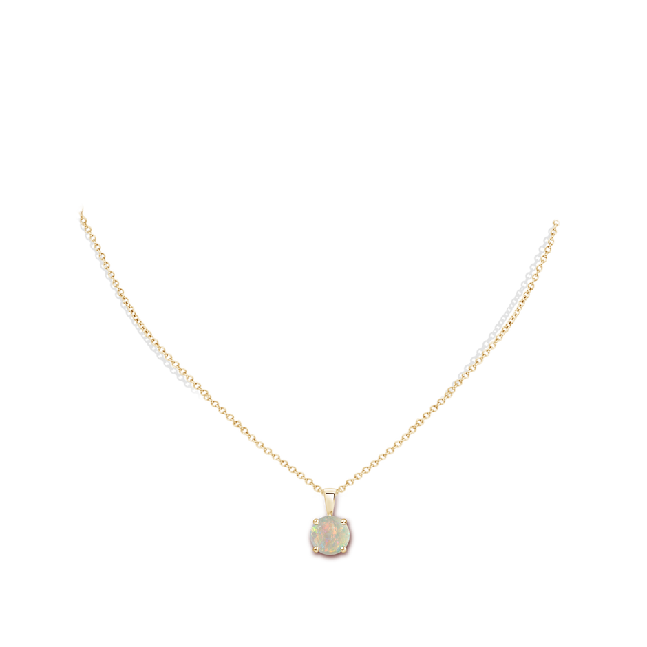 8mm AAAA Classic Round Opal Solitaire Pendant in Yellow Gold body-neck