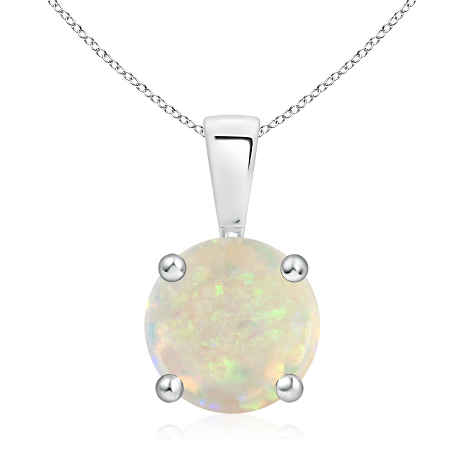 9mm AAA Classic Prong-Set Round Opal Solitaire Pendant in S999 Silver 
