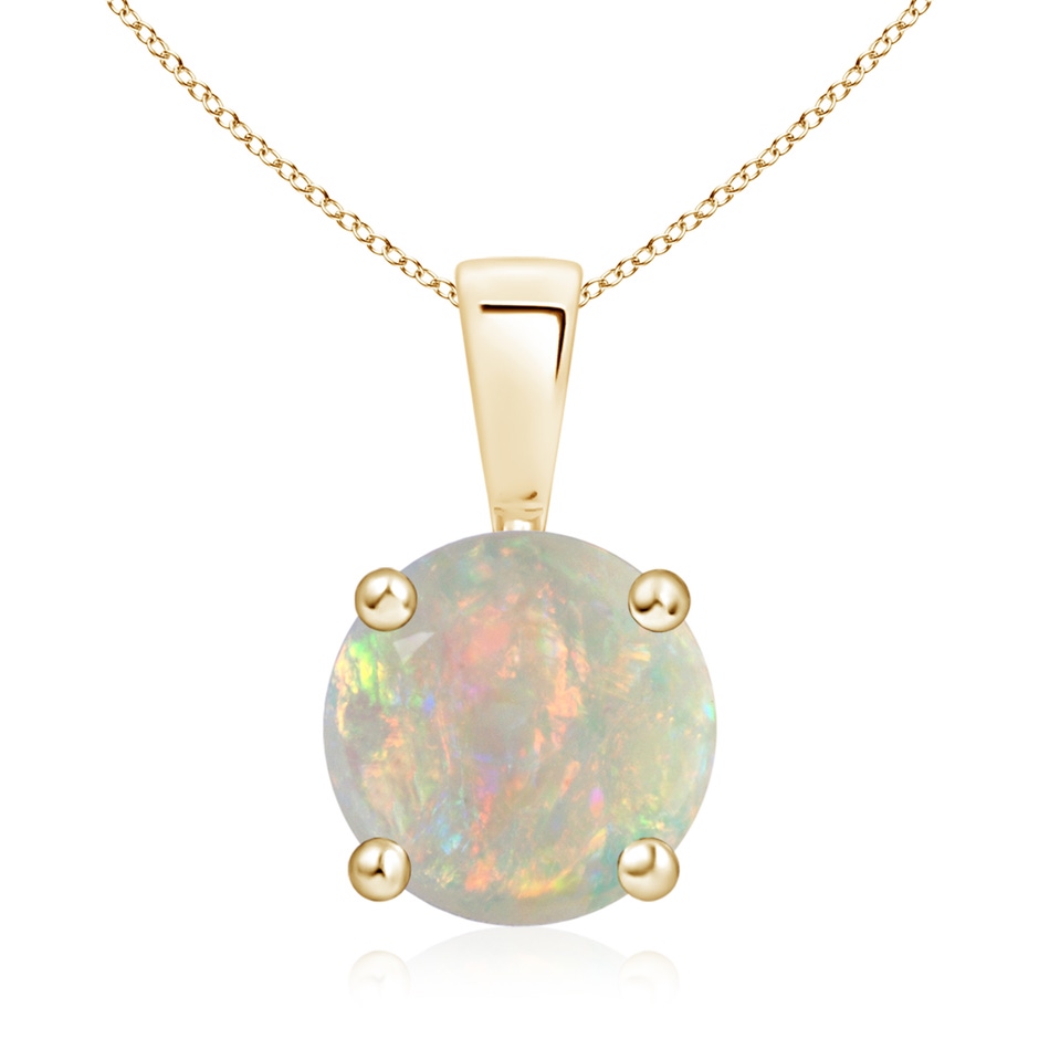 9mm AAAA Classic Prong-Set Round Opal Solitaire Pendant in 9K Yellow Gold 