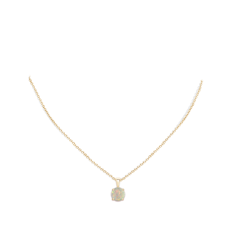9mm AAAA Classic Prong-Set Round Opal Solitaire Pendant in 9K Yellow Gold pen