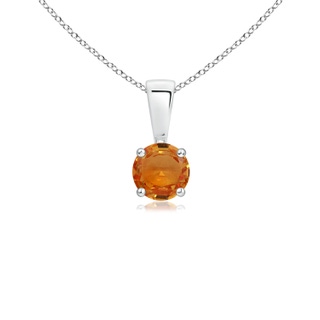 4mm AAA Classic Round Orange Sapphire Solitaire Pendant in White Gold
