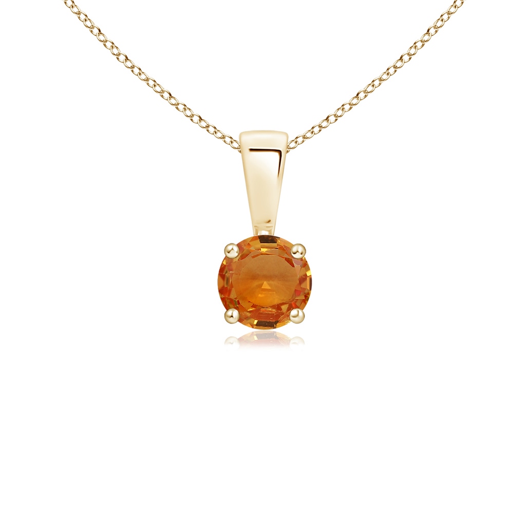 4mm AAA Classic Round Orange Sapphire Solitaire Pendant in Yellow Gold