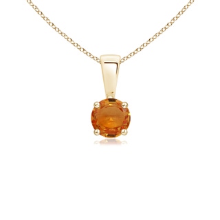 4mm AAA Classic Round Orange Sapphire Solitaire Pendant in Yellow Gold