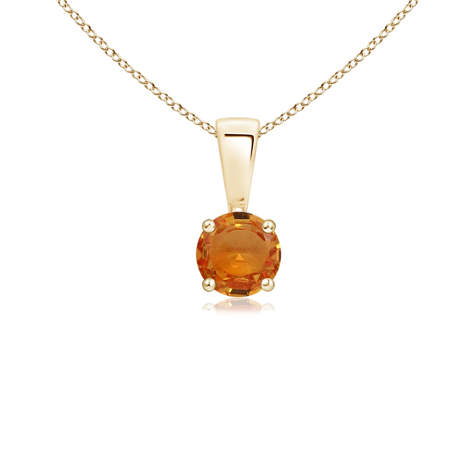 4mm AAA Classic Round Orange Sapphire Solitaire Pendant in Yellow Gold 