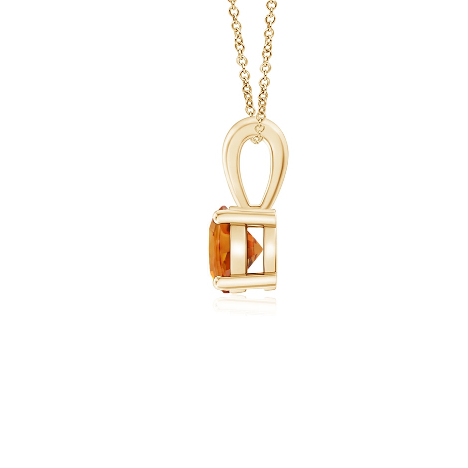 4mm AAA Classic Round Orange Sapphire Solitaire Pendant in Yellow Gold side 1