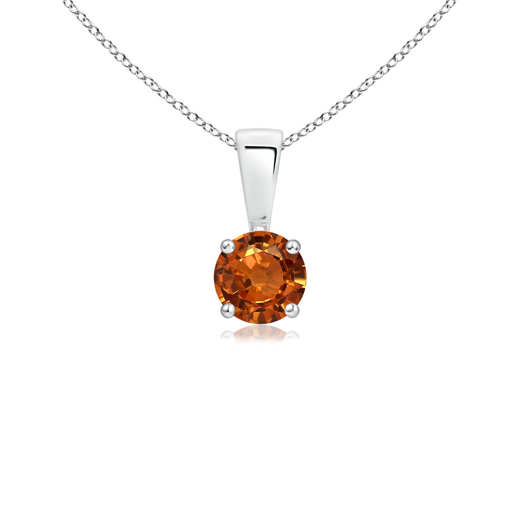4mm AAAA Classic Round Orange Sapphire Solitaire Pendant in S999 Silver