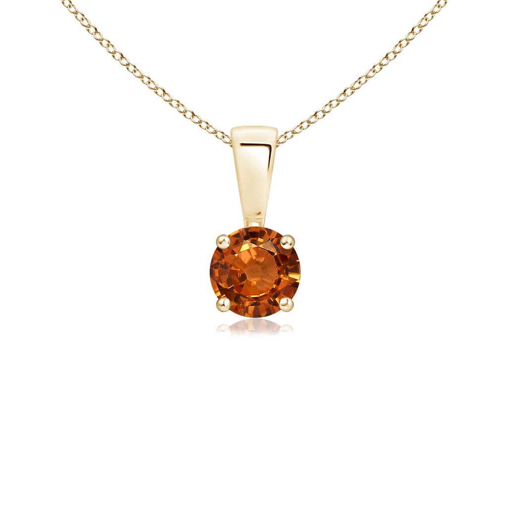 4mm AAAA Classic Round Orange Sapphire Solitaire Pendant in Yellow Gold
