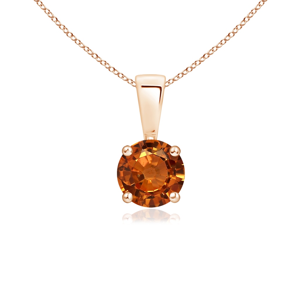 5mm AAAA Classic Round Orange Sapphire Solitaire Pendant in Rose Gold