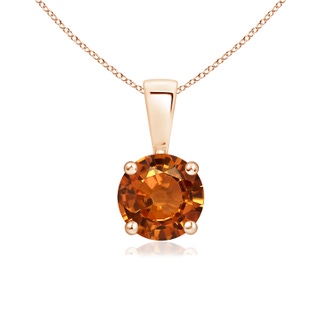 6mm AAAA Classic Round Orange Sapphire Solitaire Pendant in Rose Gold