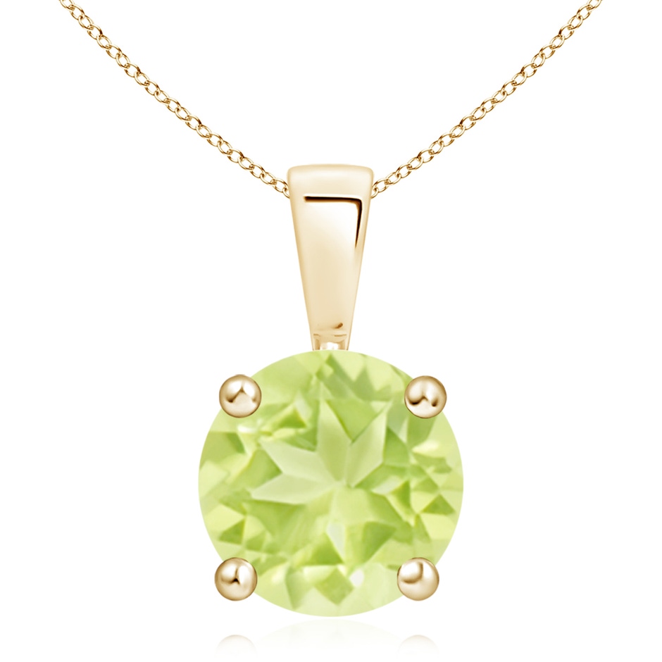 10mm A Classic Prong-Set Round Peridot Solitaire Pendant in Yellow Gold 
