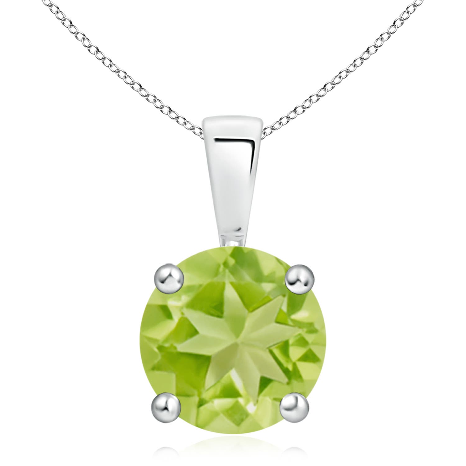 10mm AA Classic Prong-Set Round Peridot Solitaire Pendant in P950 Platinum