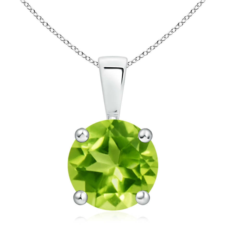 10mm AAA Classic Prong-Set Round Peridot Solitaire Pendant in White Gold 