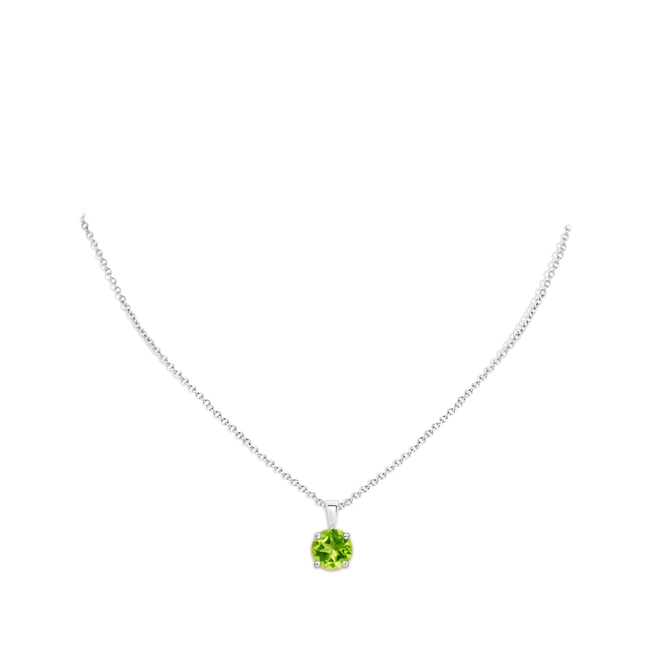 10mm AAA Classic Prong-Set Round Peridot Solitaire Pendant in White Gold pen