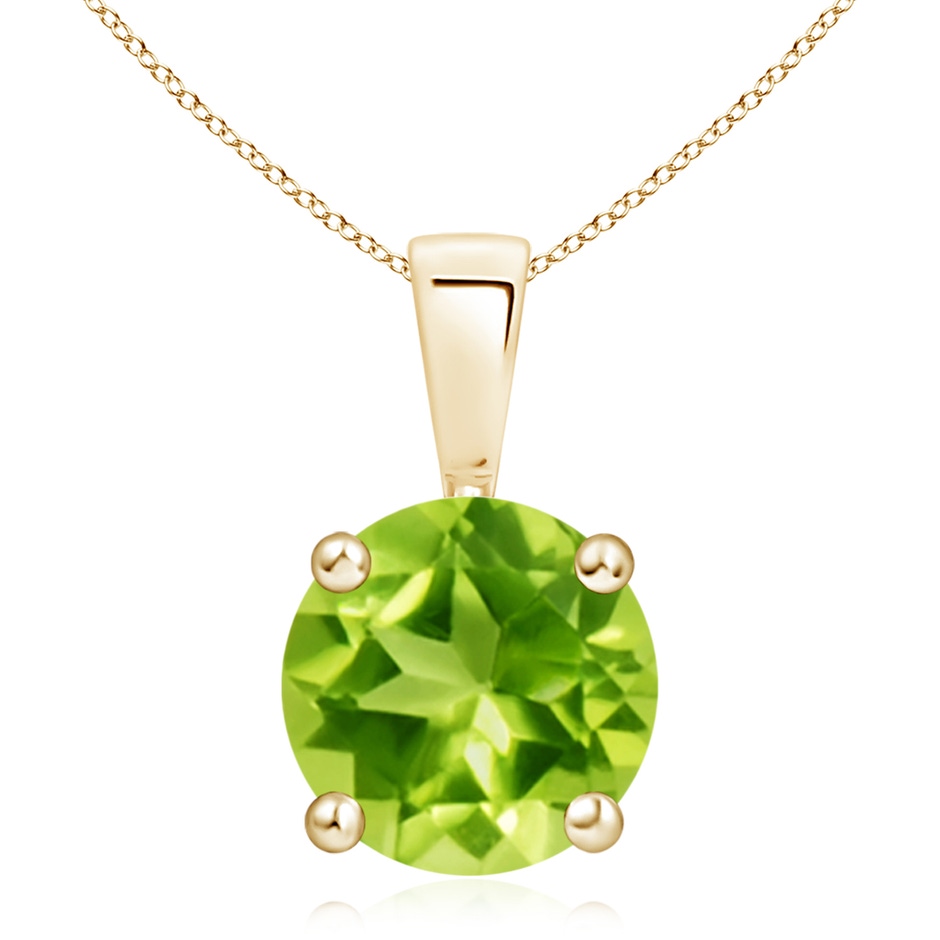 10mm AAA Classic Prong-Set Round Peridot Solitaire Pendant in Yellow Gold 