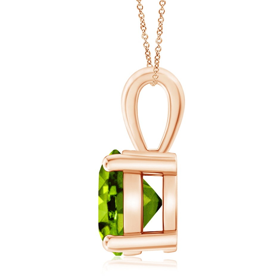 10mm AAAA Classic Prong-Set Round Peridot Solitaire Pendant in Rose Gold side 199