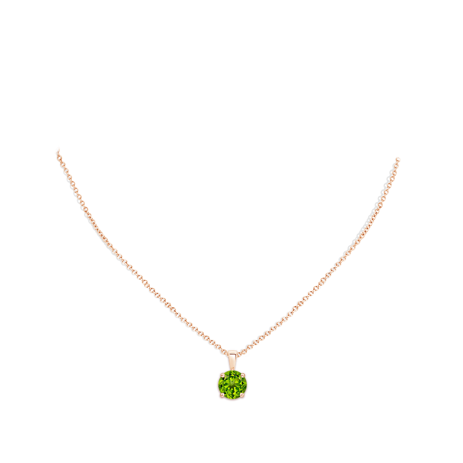 10mm AAAA Classic Prong-Set Round Peridot Solitaire Pendant in Rose Gold pen