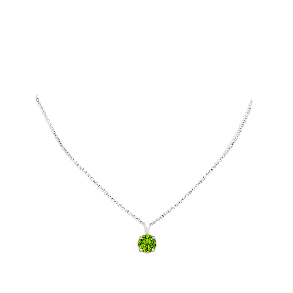 10mm AAAA Classic Prong-Set Round Peridot Solitaire Pendant in White Gold pen