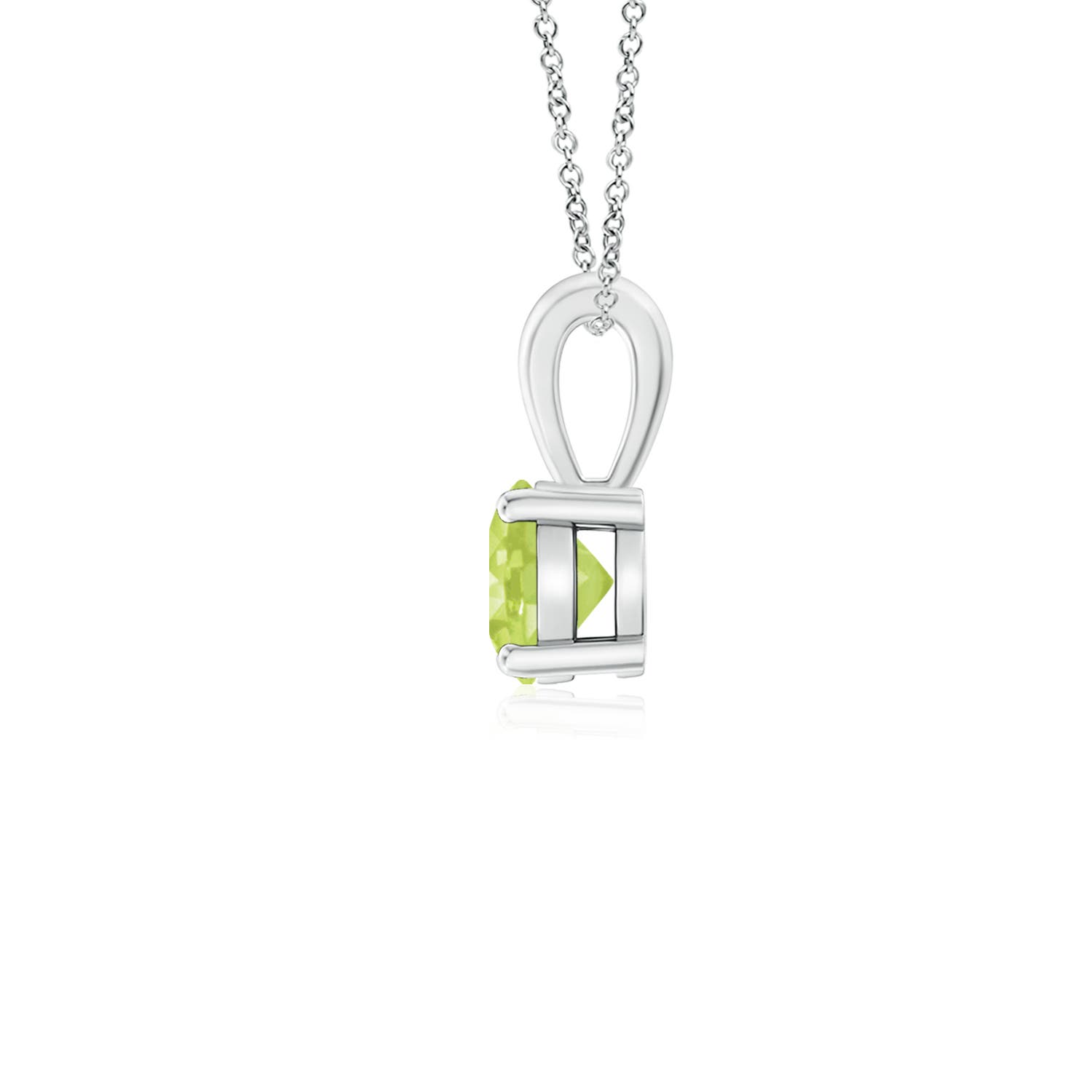 4mm A Classic Prong-Set Round Peridot Solitaire Pendant in P950 Platinum - side 3