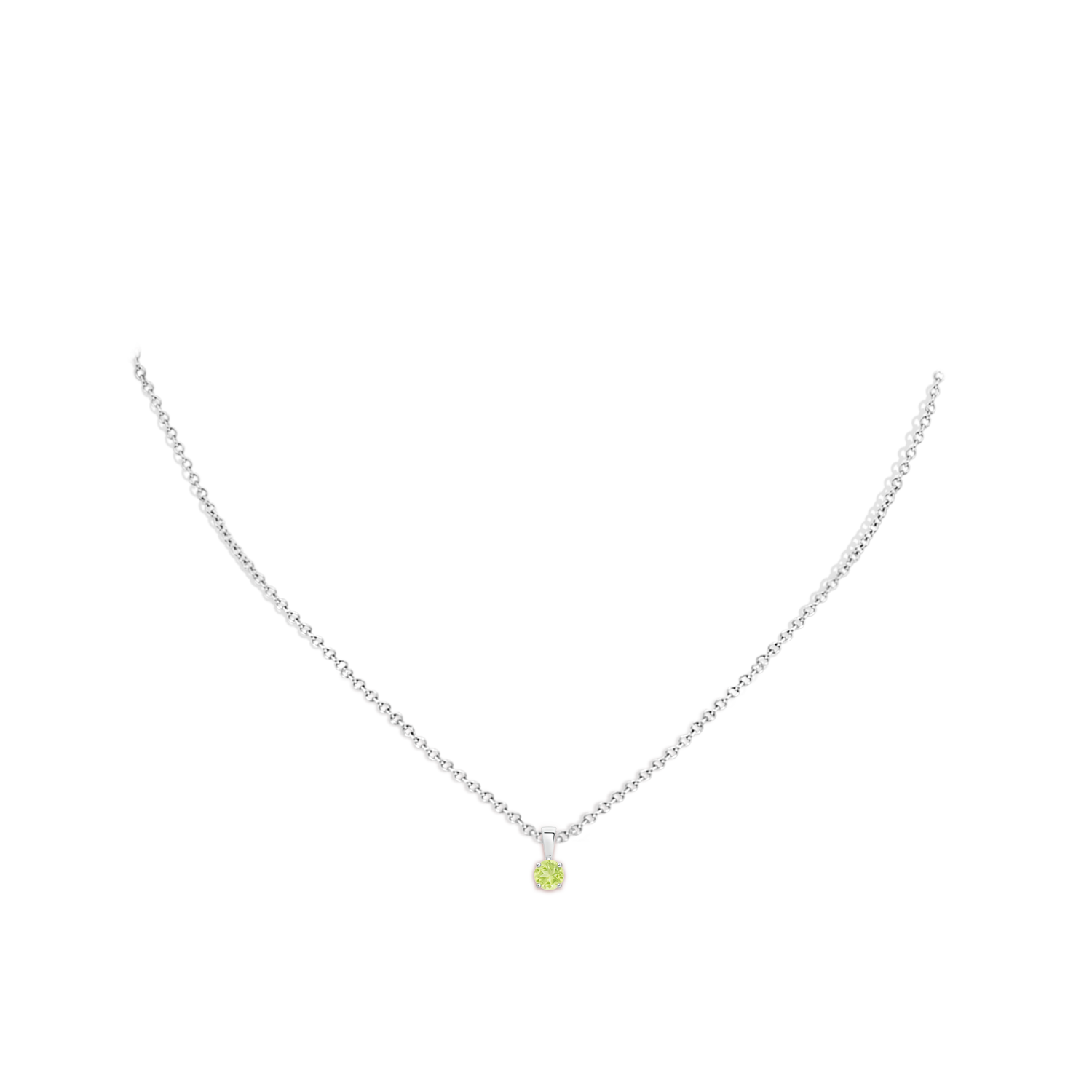 4mm A Classic Prong-Set Round Peridot Solitaire Pendant in P950 Platinum - body_neck