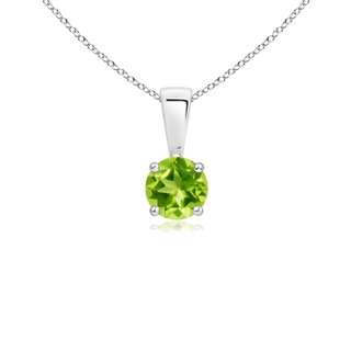 4mm AAA Classic Round Peridot Solitaire Pendant in White Gold