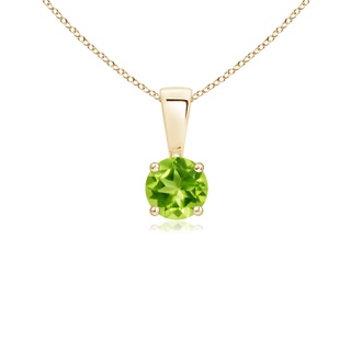 4mm AAA Classic Round Peridot Solitaire Pendant in Yellow Gold