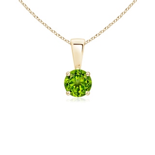 4mm AAAA Classic Round Peridot Solitaire Pendant in 9K Yellow Gold