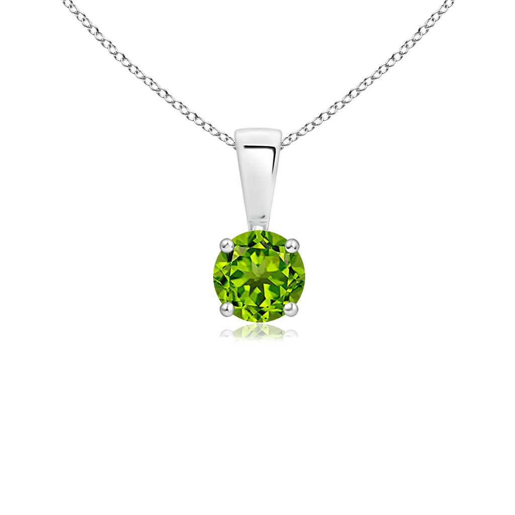 4mm AAAA Classic Round Peridot Solitaire Pendant in P950 Platinum