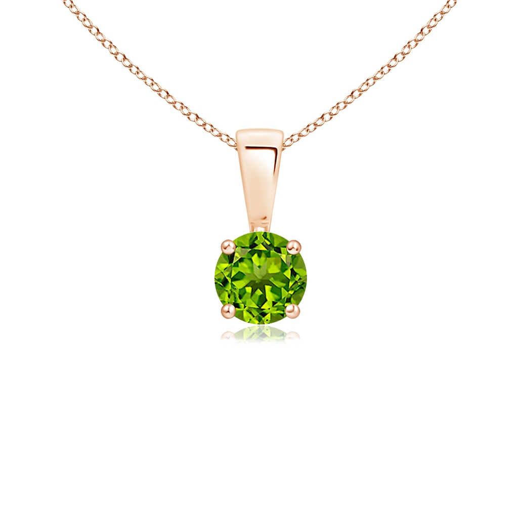 4mm AAAA Classic Round Peridot Solitaire Pendant in Rose Gold