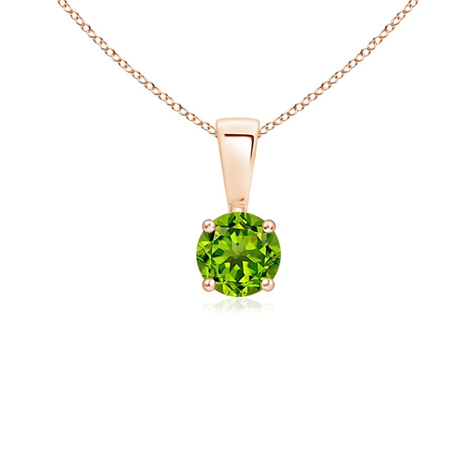 4mm AAAA Classic Prong-Set Round Peridot Solitaire Pendant in Rose Gold 
