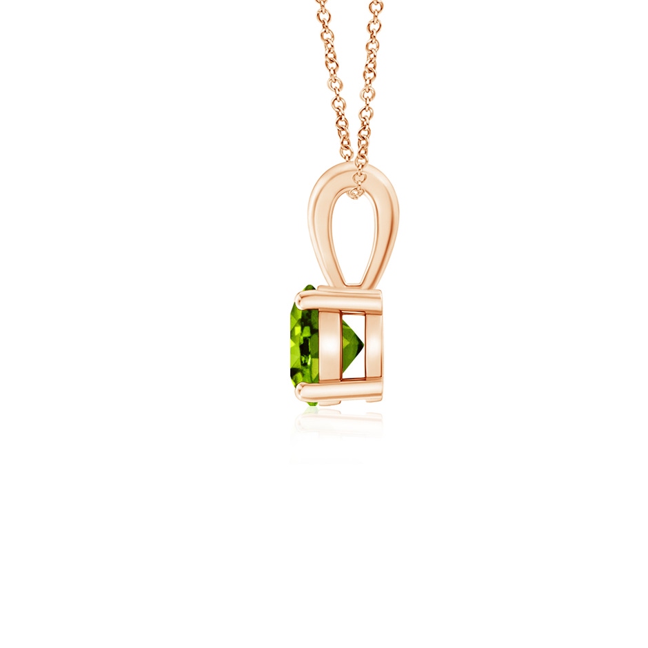 4mm AAAA Classic Prong-Set Round Peridot Solitaire Pendant in Rose Gold side 199
