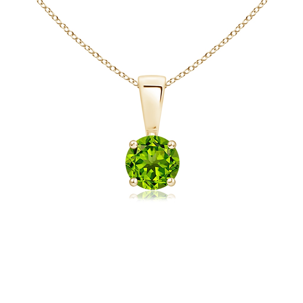 4mm AAAA Classic Round Peridot Solitaire Pendant in Yellow Gold