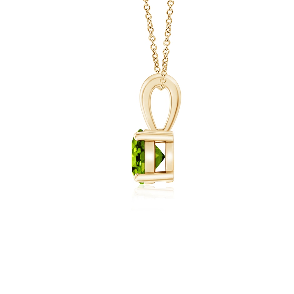 4mm AAAA Classic Prong-Set Round Peridot Solitaire Pendant in Yellow Gold side 199